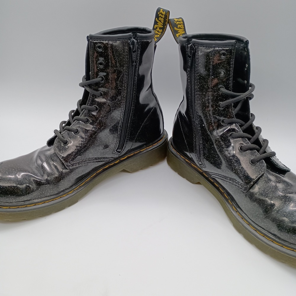 Dr. Martens 1460 Glitter Black Patent Leather Lace Up Zip Boots Womens 7 - Picture 6 of 9